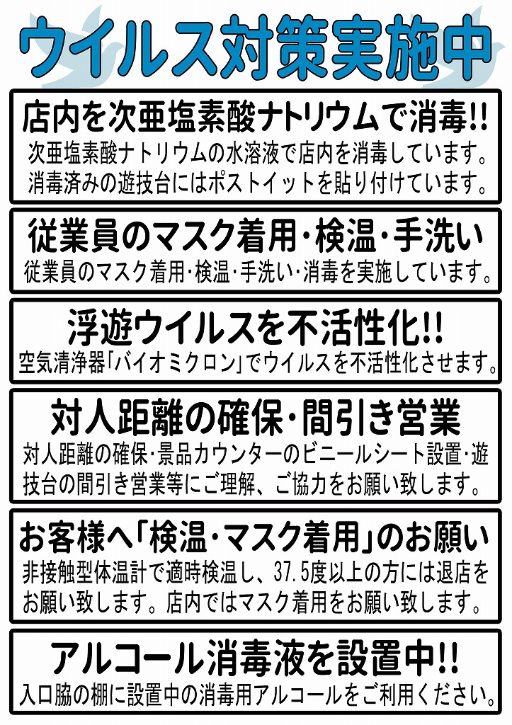 コロナウイルス対策